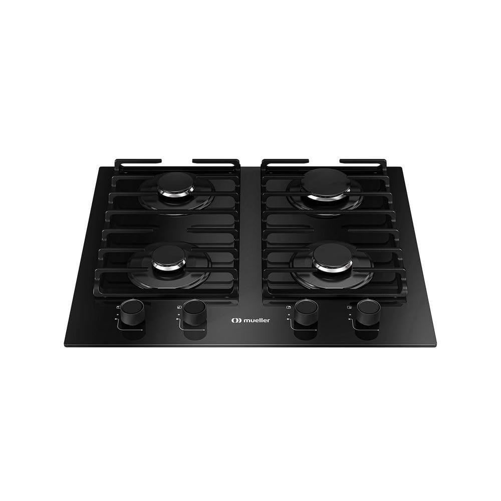 Cooktop Mueller 4 Bocas a Gás com Mesa de Vidro e Grades de Ferro Fundido Preto MCG4BM Bivolt