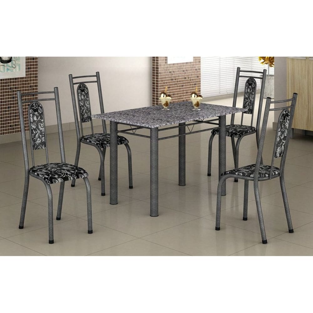 Conjunto de mesa MEAIPE com 4 cadeiras PRETO