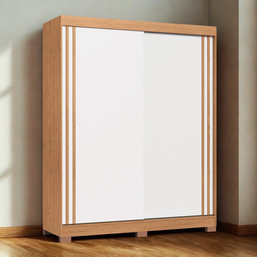 Guarda Roupa Solteiro Flex Ripado 2 Portas de Correr Ruda Moveis Castro