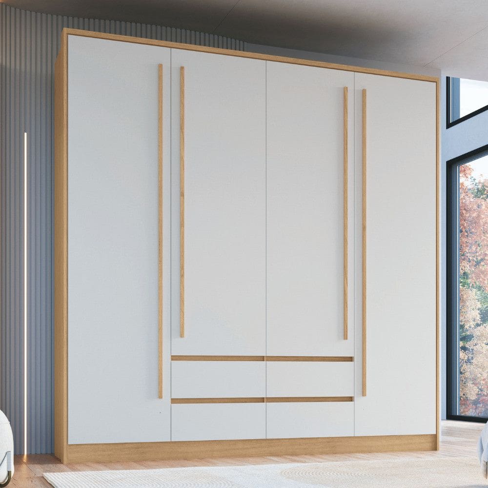 Guarda Roupa Casal 4 Portas 4 Gavetas Astor Moveis Castro