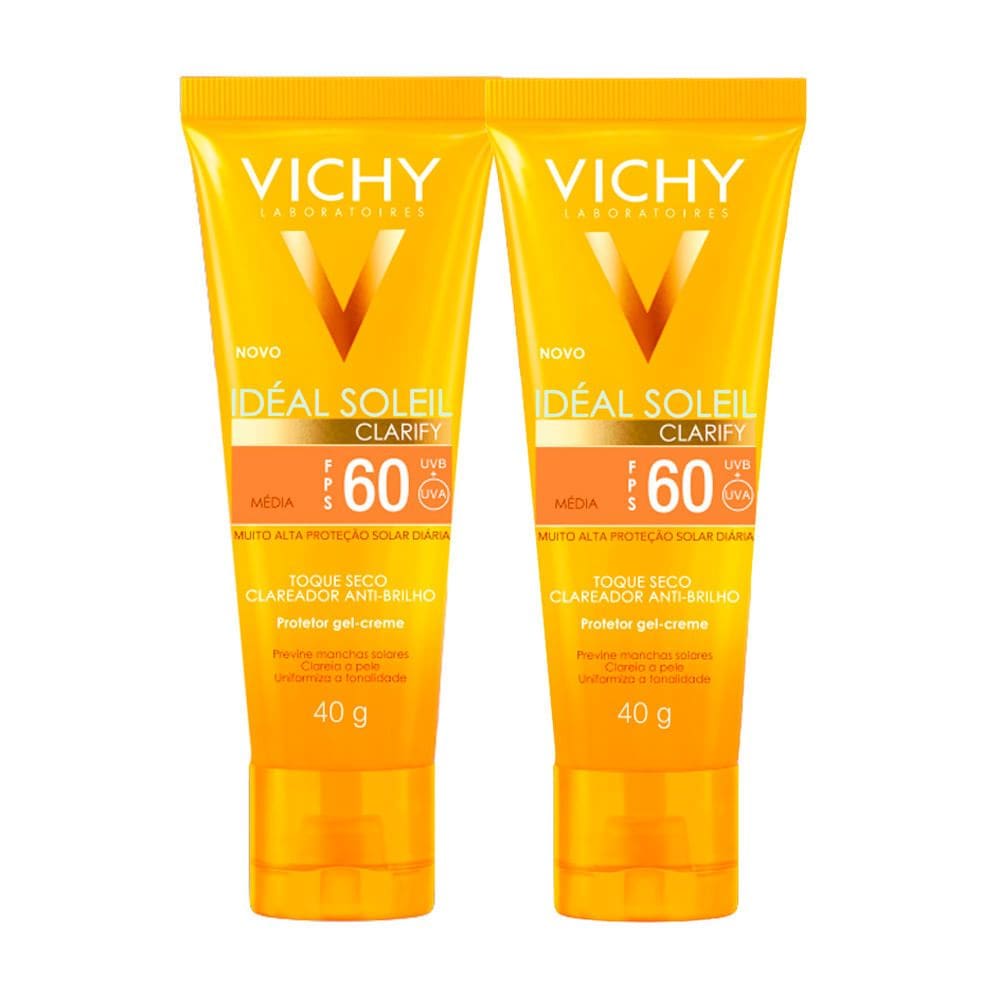 Kit 2 Protetor Solar Vichy Idéal Solei Clarify FPS 60 Cor Média 40g