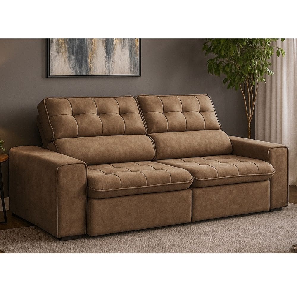 Sofa 3 Lugares Retratil Reclinavel 230cm Nobuck Austin Ferguile