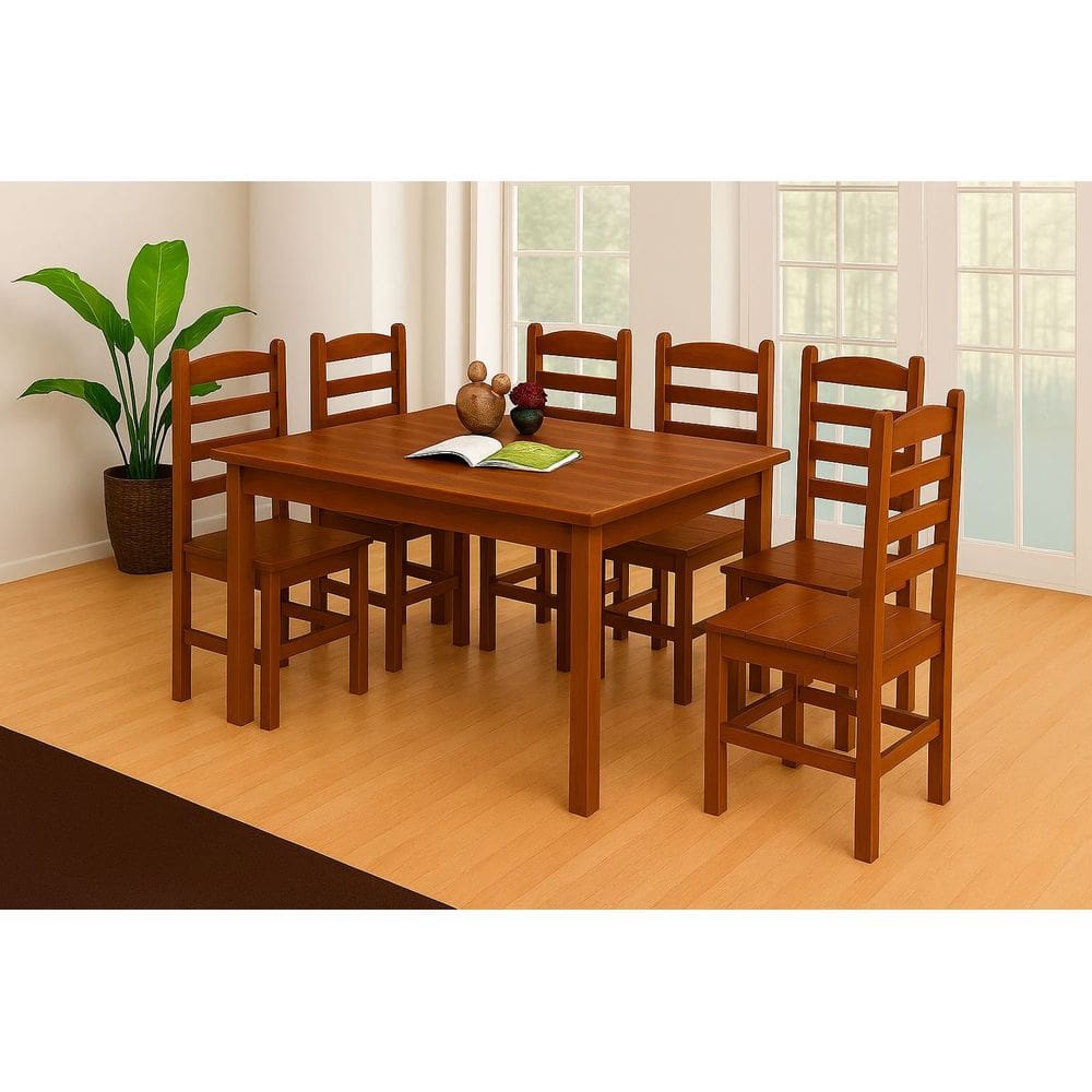 Conjunto de mesa VERNIZ com 6 cadeiras
