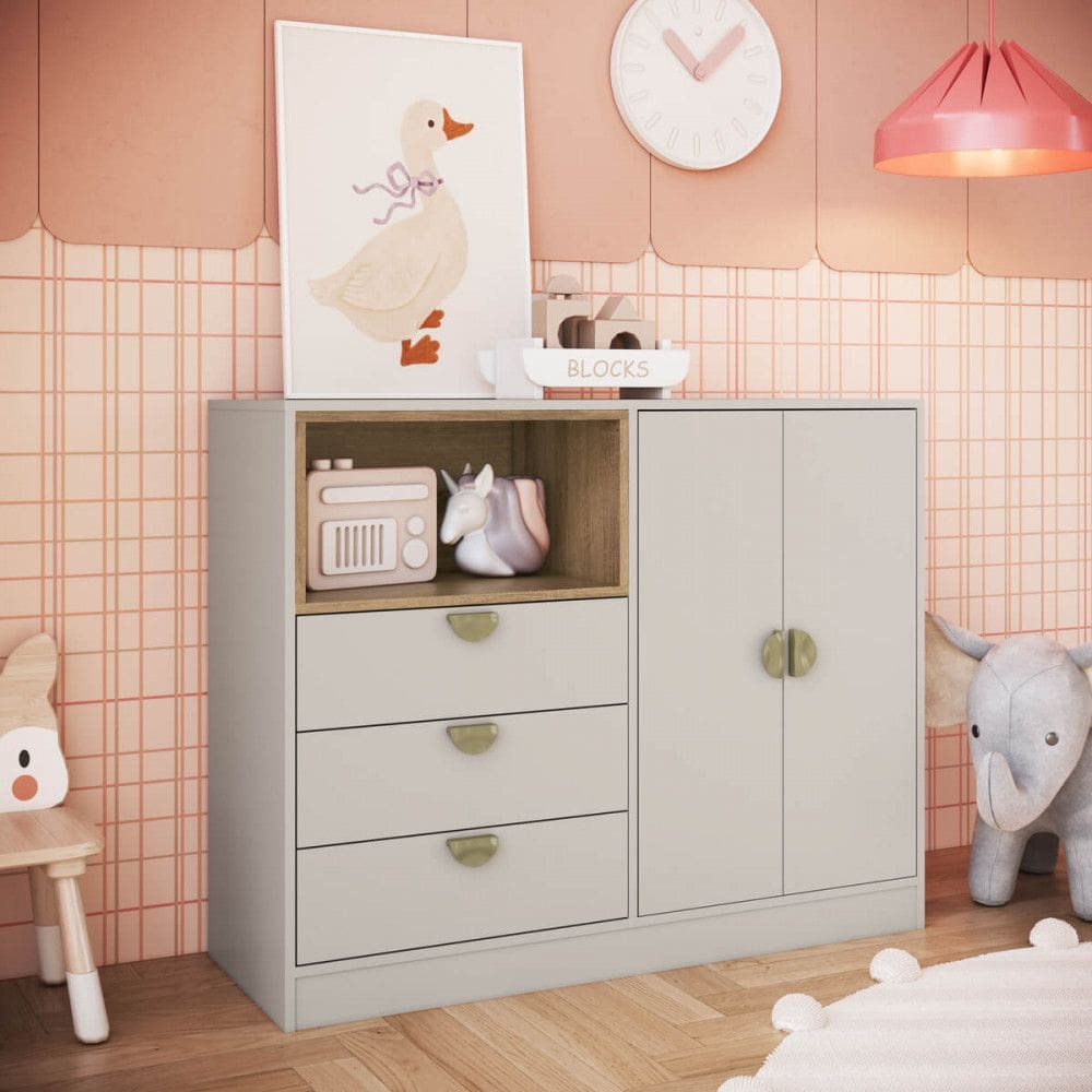 Comoda Infantil 3 Gavetas 2 Portas Lille Art in Moveis