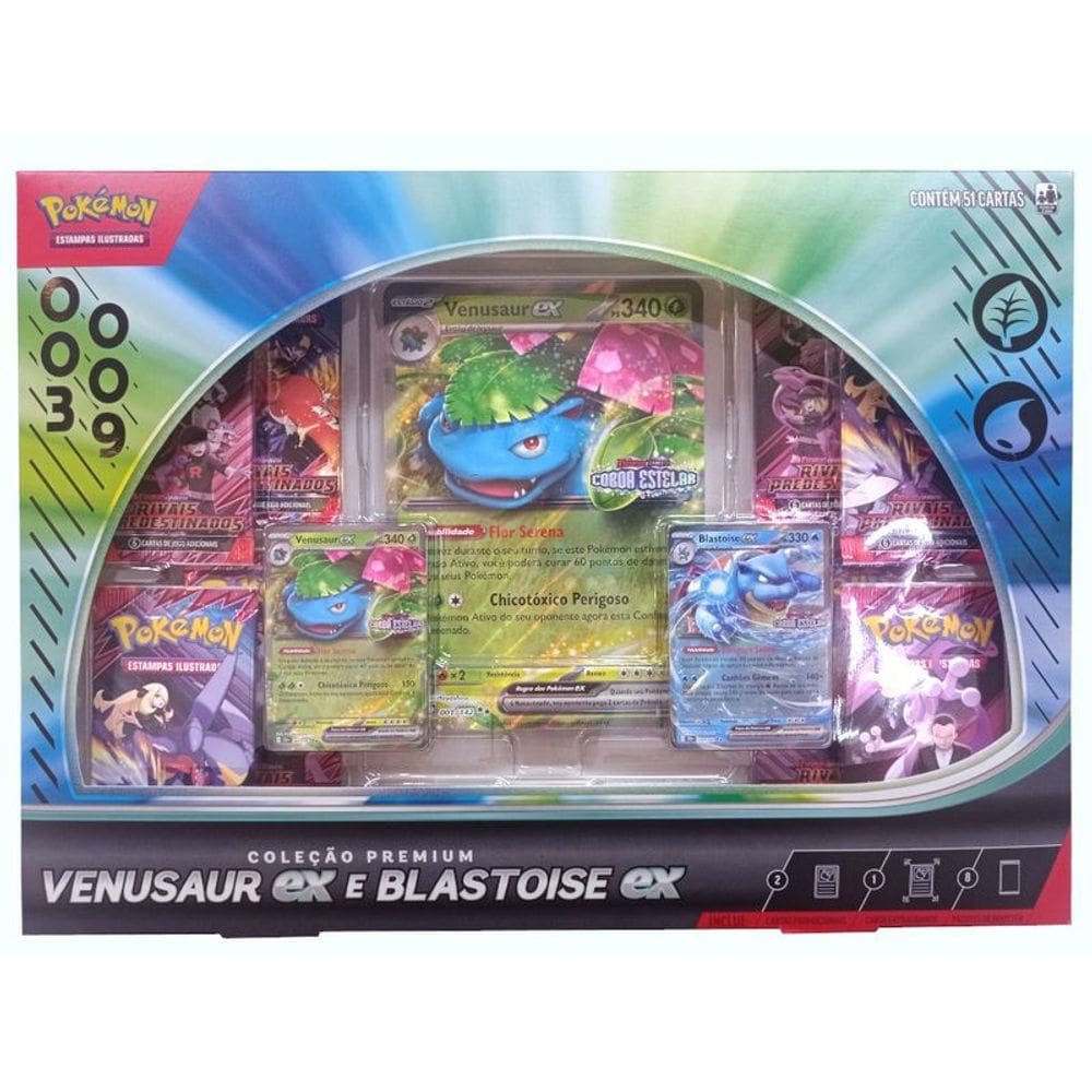Jogo de cartas - Pokemon colecao premium venusaur ex, blaitose COPAG DA AMAZONIA