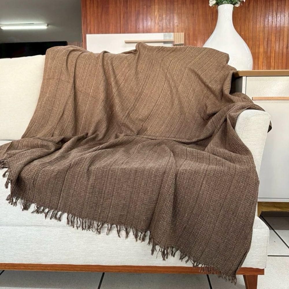 02 Manta Para Sofá 2,20x1,70 Capa Protetora De Sofa Cama De Luxo 100% Algodão Tecido Grosso 02 Marrom Mesclado
