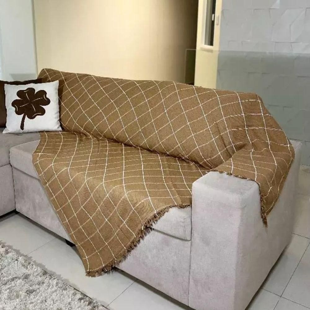 Manta Para Sofá Grande 2 E 3 Lugares 2,40x1,80 Capa Protetora Cobertor Para Sofa E Cama Gigante Caramelo