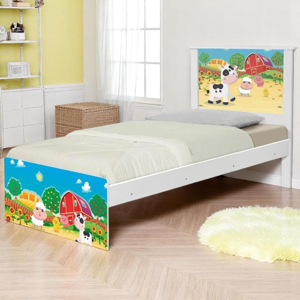 Cama Juvenil Zap Fazendinha Colorida com Colchão