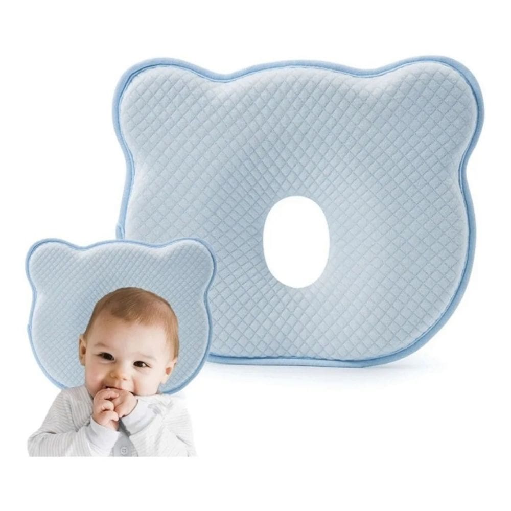Almofada de cabeça plana Baby Memory Foam azul 150g