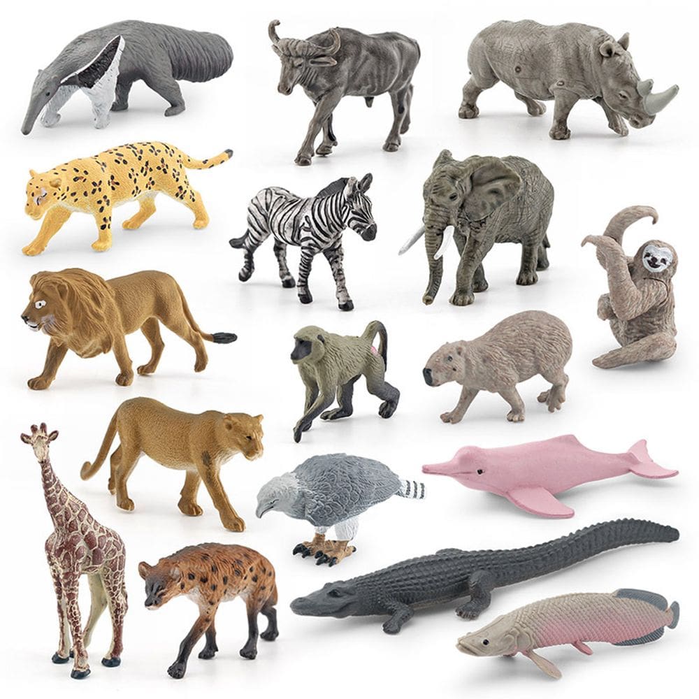 Conjunto de figuras de animais selvagens, 17 peças de animais de safári realistas em PVC