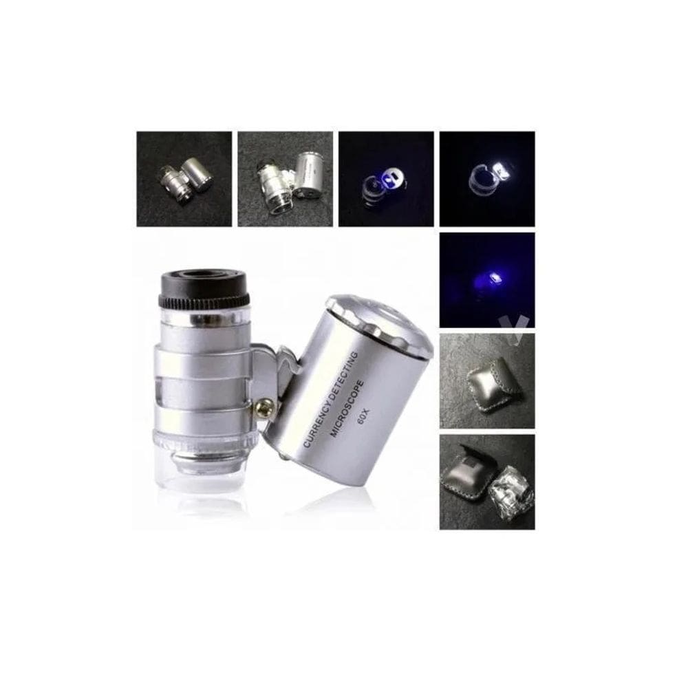 Microscópio de bolso LEDUV Light, ampliação de 60X
