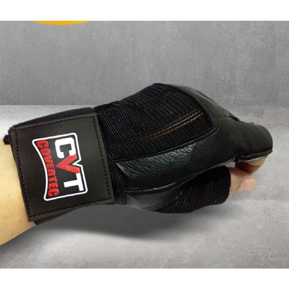 Luvas de ginástica com pulseira de couro para treinamento de pesos