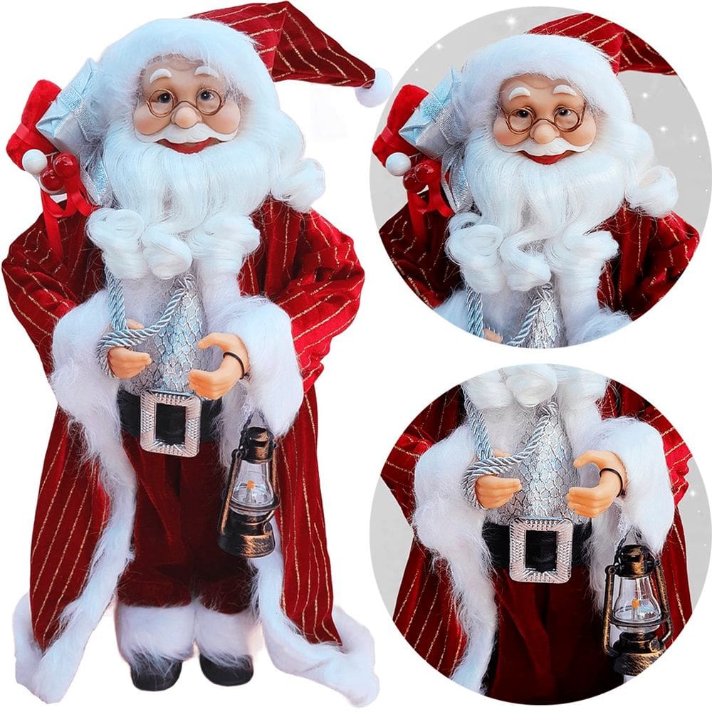 Boneco Decorativo Papai Noel Tradicional Lampião Natal 45cm