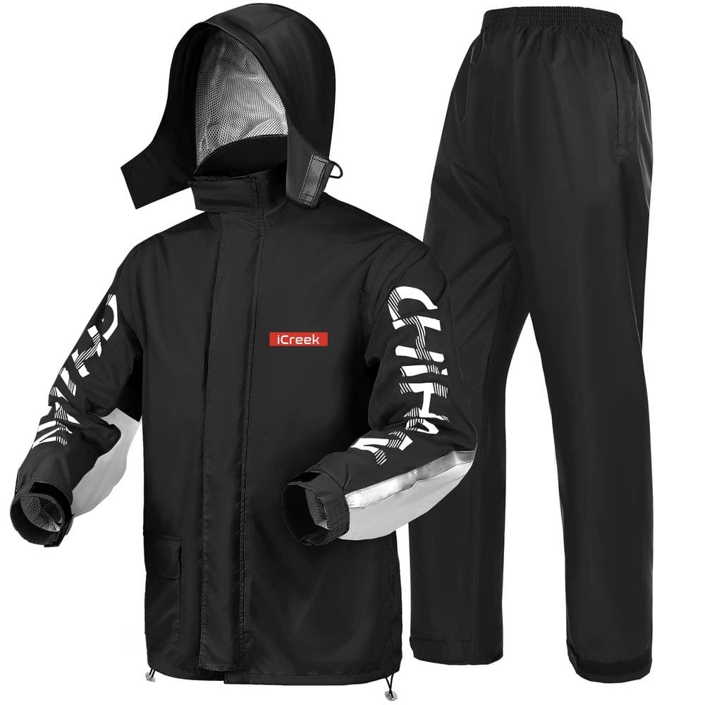 Capa de chuva impermeável para motocicleta iCreek preta/cinza L