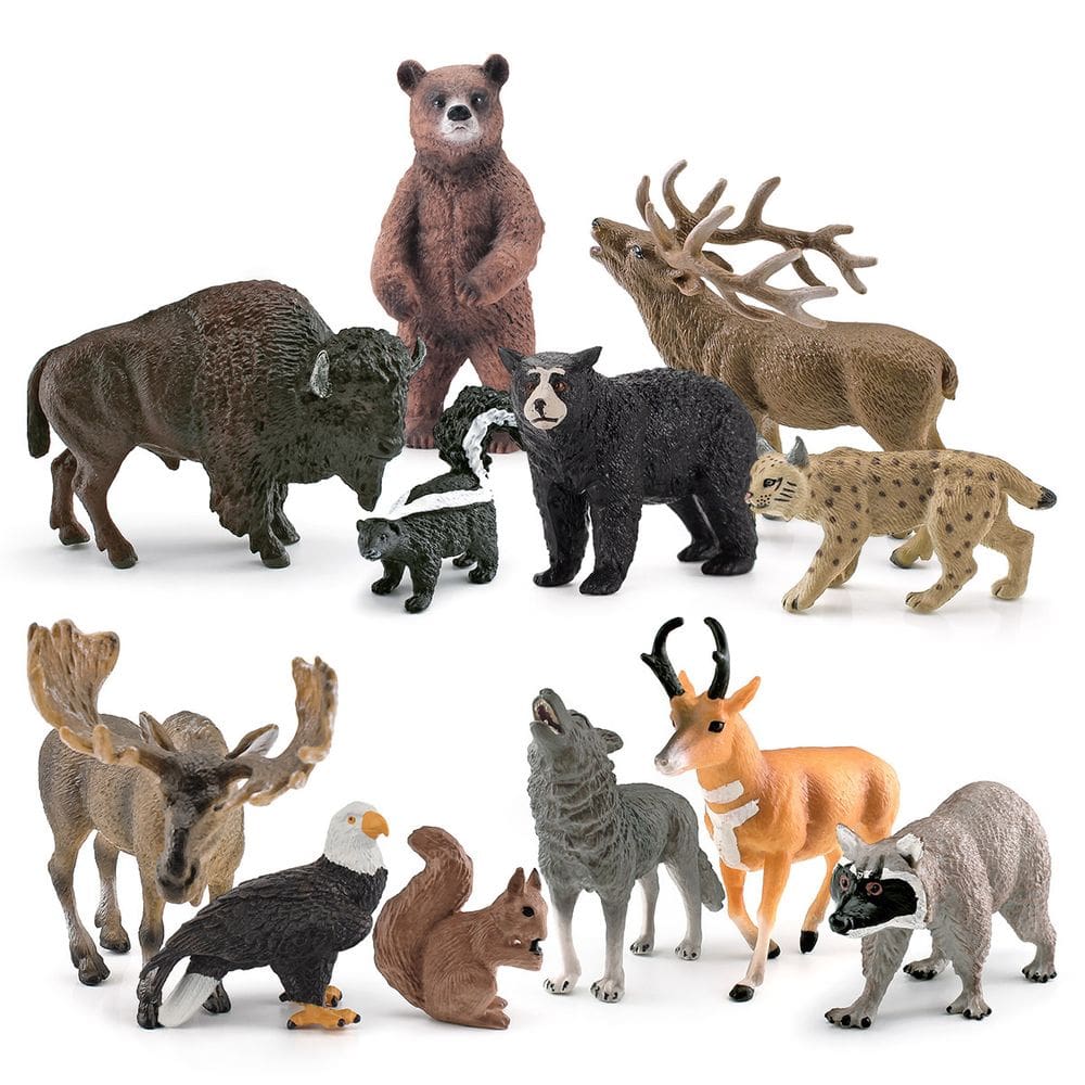 Conjunto de estatuetas Wild Animal, 12 peças de PVC, realistas, educacionais para crianças