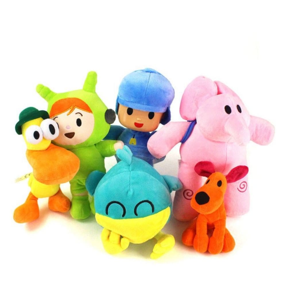 Kit de brinquedos de pelúcia Pocoyo Dolls autêntico, 6 unidades com Elly, Pato, Lou