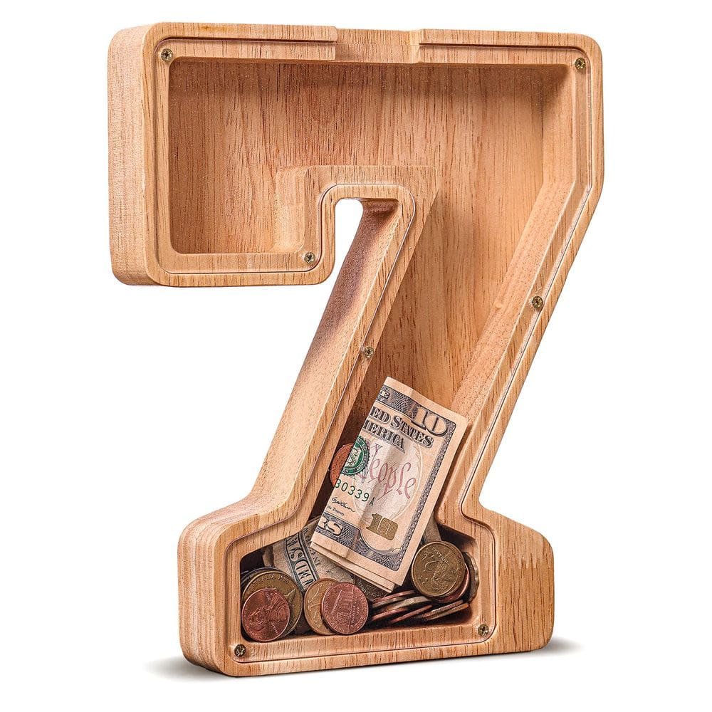 Piggy Bank SummiDate Wooden Number Coin Bank personalizado