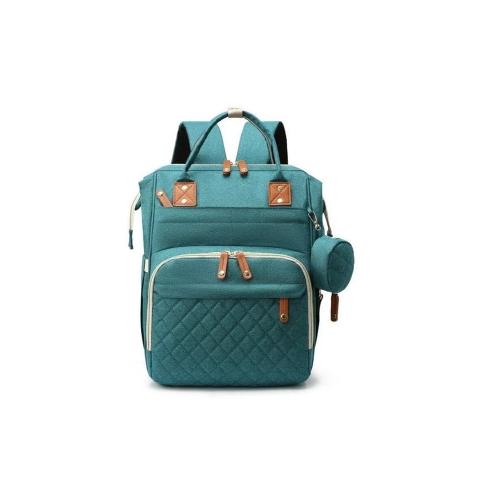 Mochila de fraldas materna verde de grande capacidade com bolsa