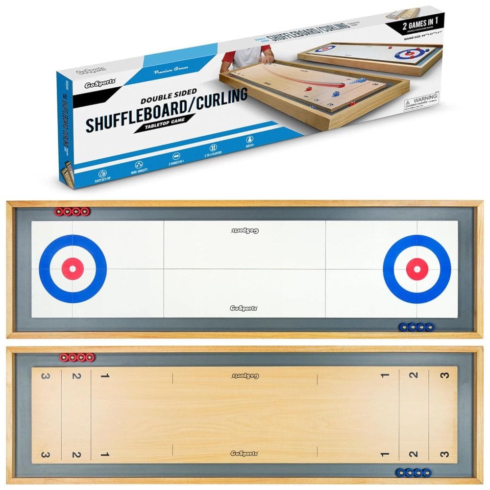 Jogo de Mesa Shuffleboard e Curling 2 em 1, Clássico de Mesa ou Tamanho Gigante, Escolha o Seu Estilo para até 4 Jogadores, GoSports