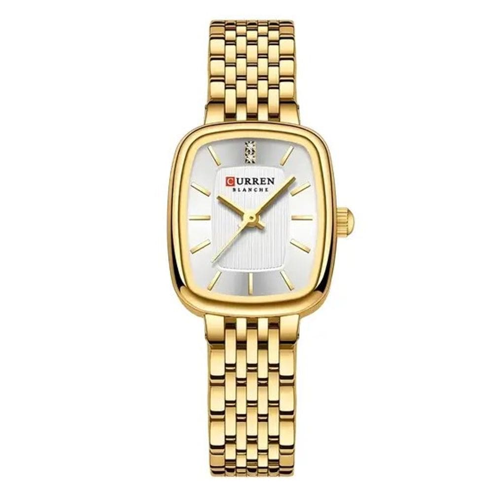 Relógio Feminino Curren 9093 Dourado/Branco Quadrado