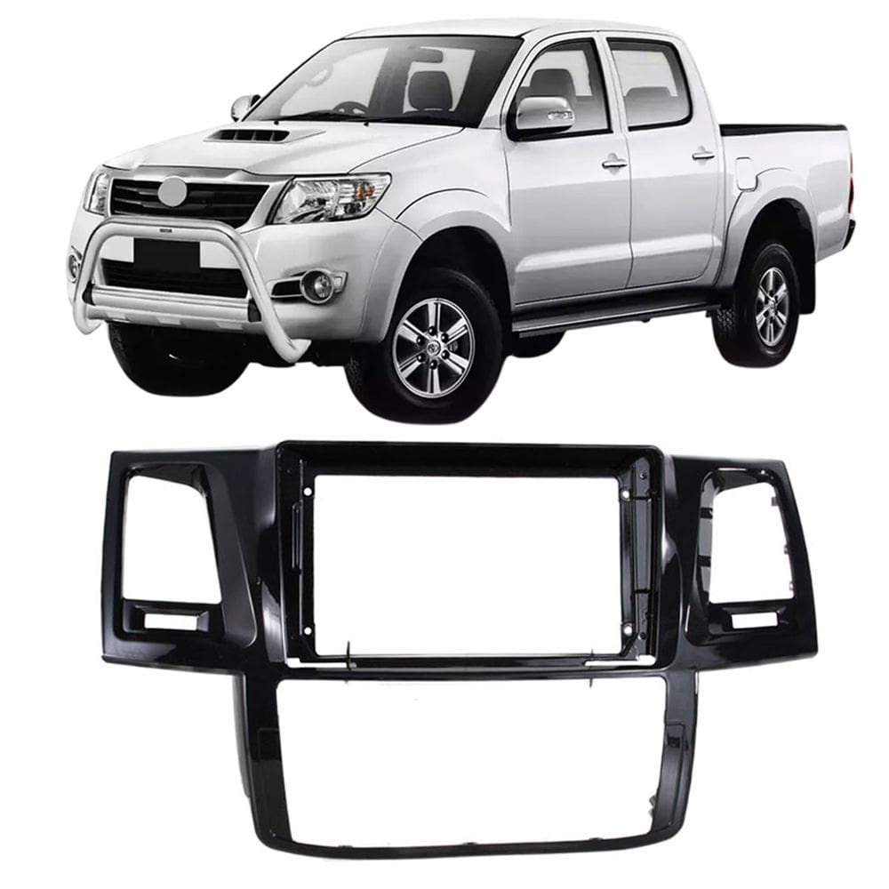 Moldura 9 Polegadas Hilux Ar Analogico e Ar Digital 2006 à 2015 Black Piano Painel Multimidia