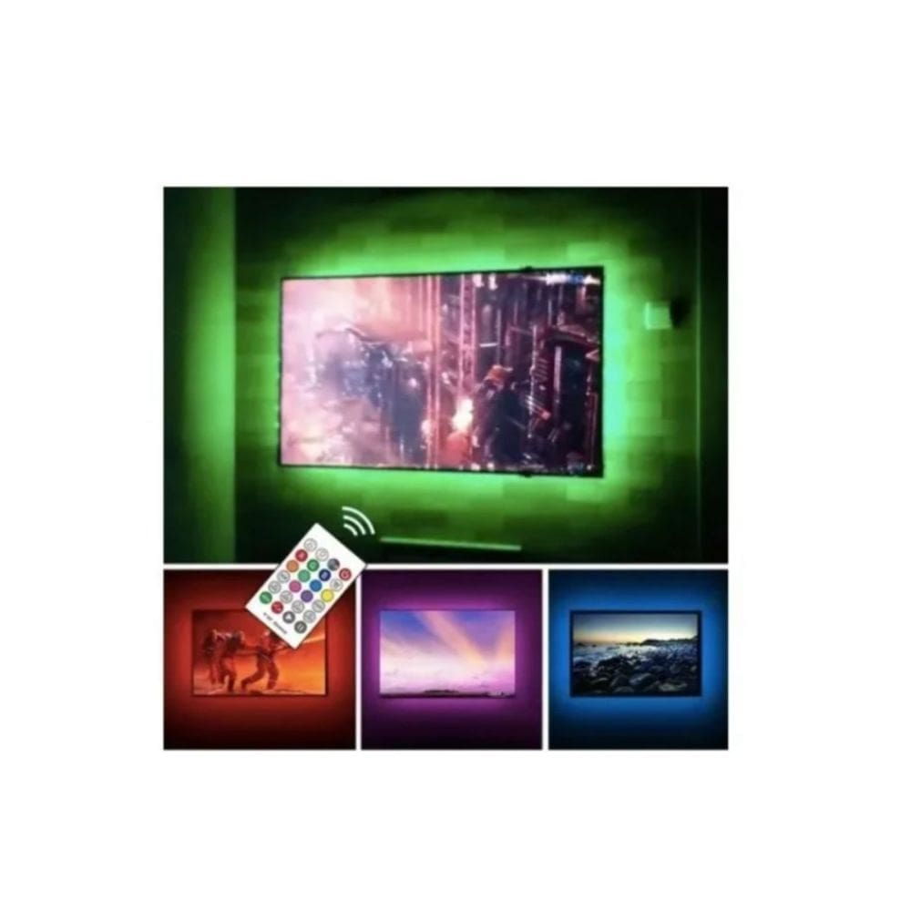Fita adesiva LED RGB, TV USB de 3 metros com controle remoto
