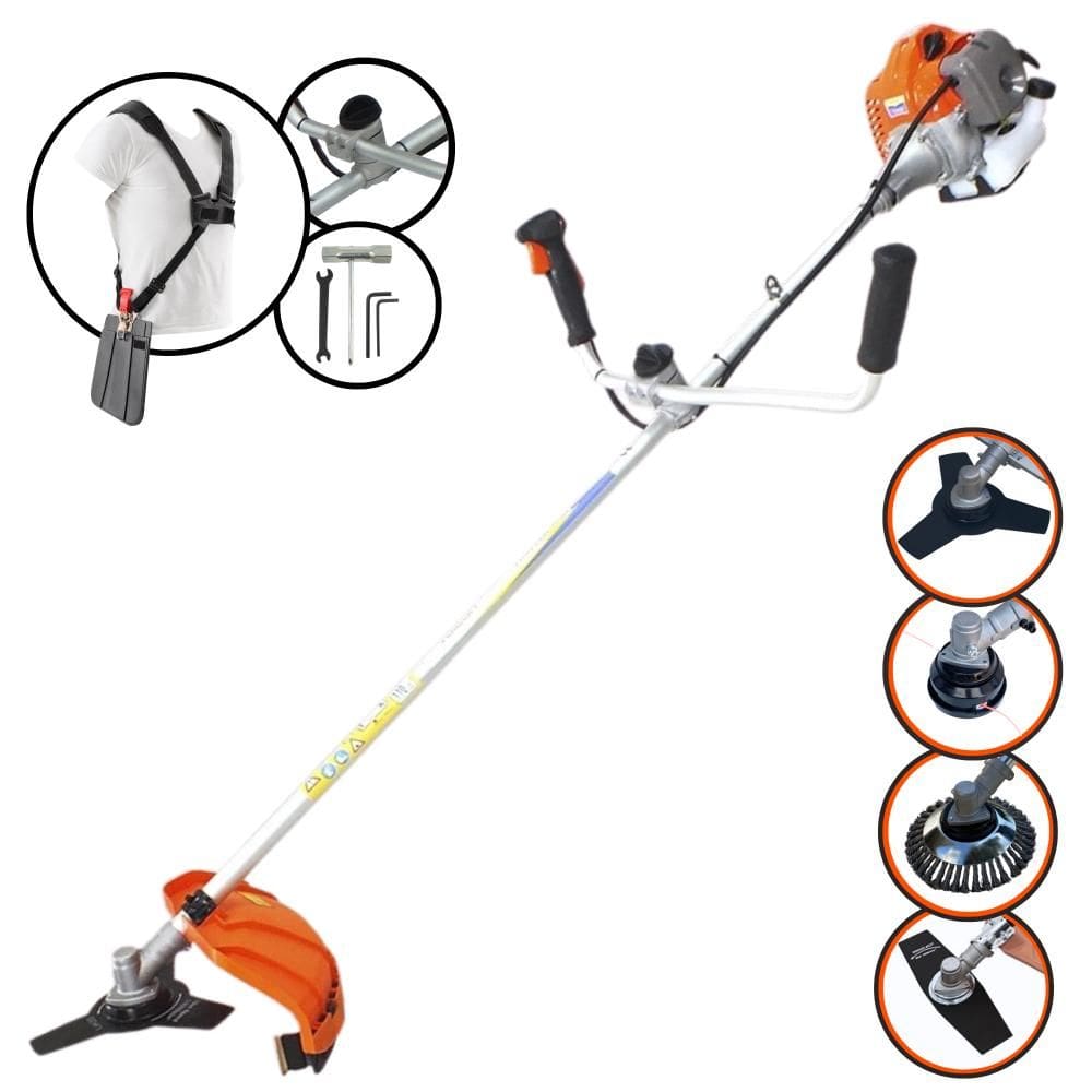 Roçadeira VR430P Vulcan À Gasolina 43cc 1,7HP Alta Rotação Com Guidão Anti-Vibração Carretel + Faca 2 Pontas + Faca 3 Pontas + Escova de Aço 38 Cerdas