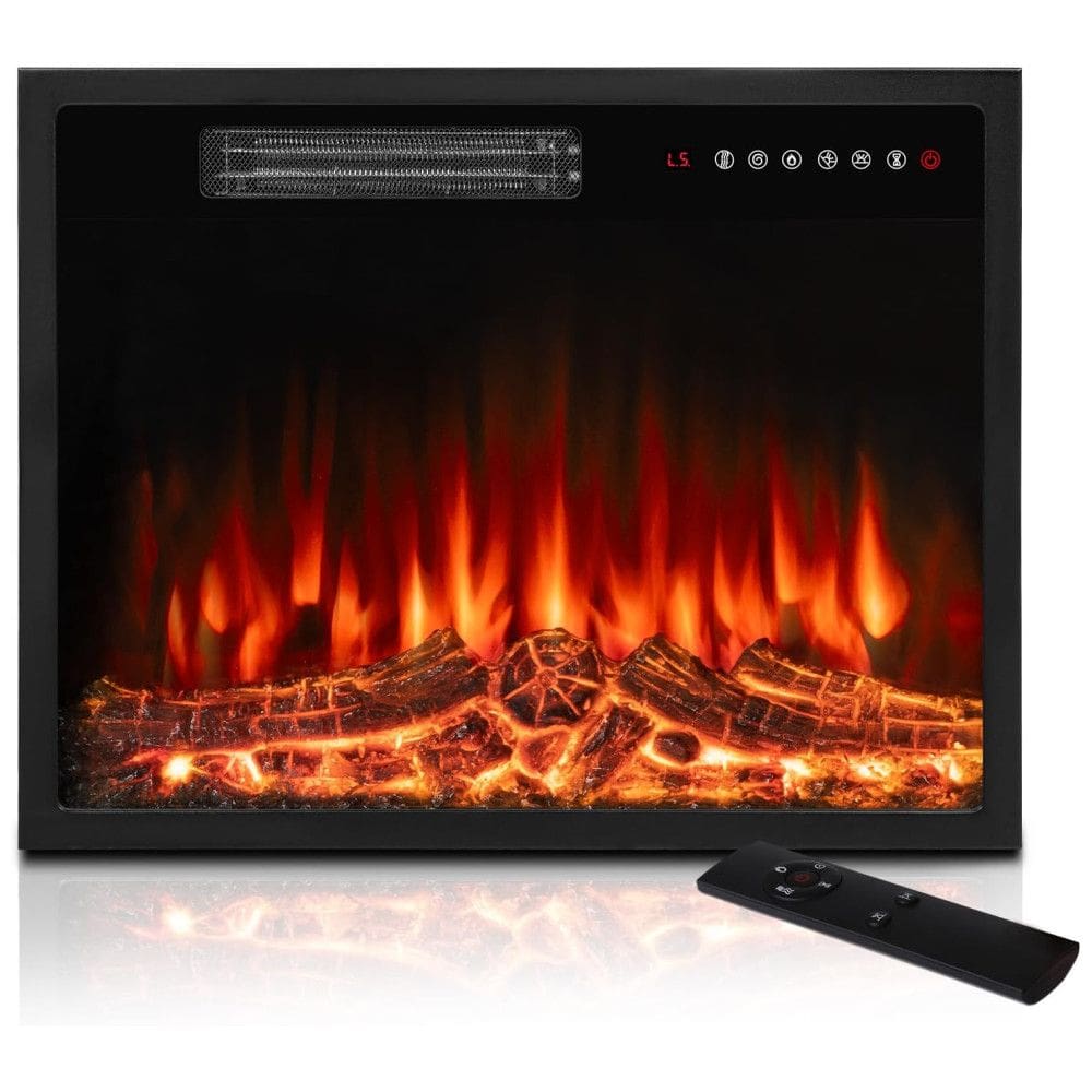 Lareira Elétrica de Embutir A44x58L cm com 5 Níveis de Brilho, 4 Opções de Cores, Temporizador, Controle Remoto e Digital, 110V 1500W