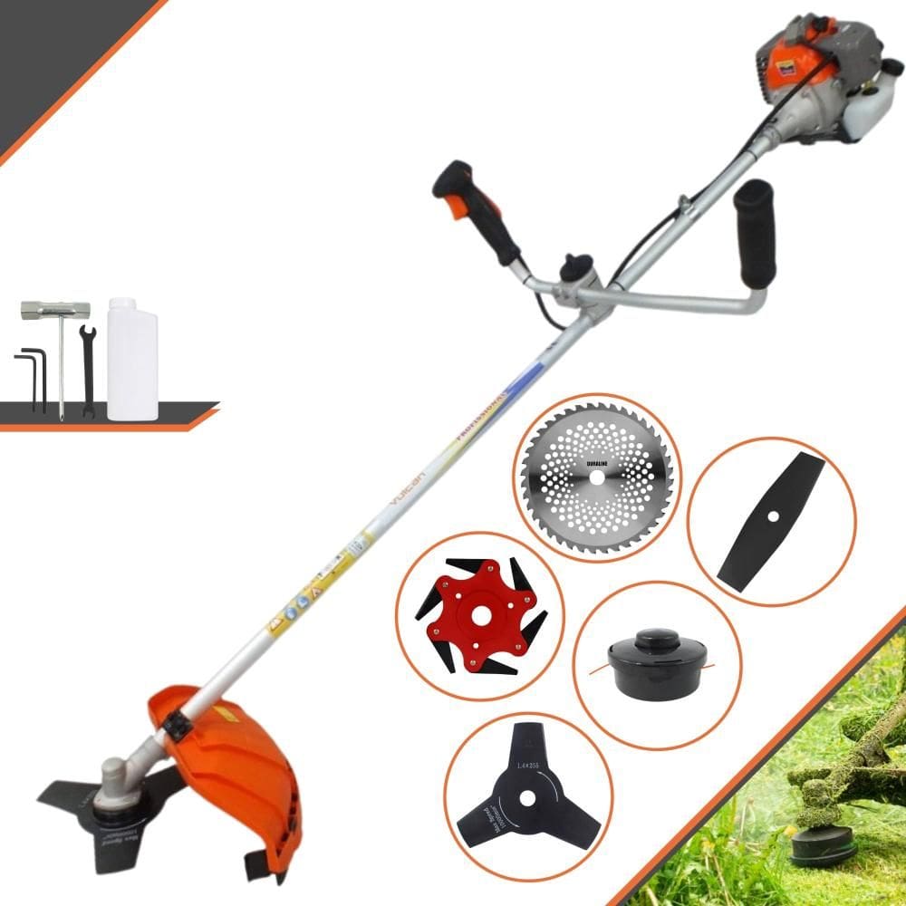 Roçadeira  Vulcan VR330P À Gasolina Motor 2 Tempos 33cc 1,2HP 10.000rpm Multifuncional Completa Com Carretel de Nylon e 4 Lâminas de Corte