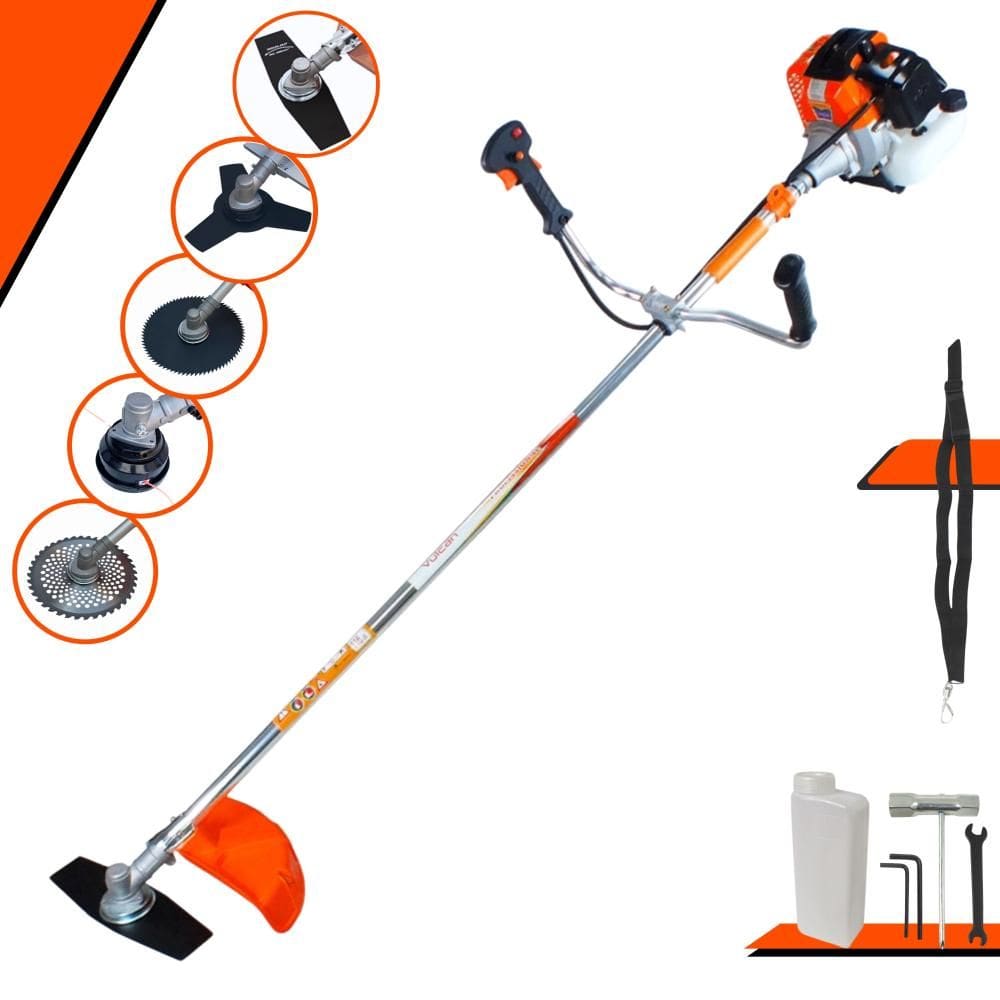 Roçadeira À Gasolina Vulcan VR430S 43cc 10.000rpm Completa Com Carretel Nylon + Lâmina Facão + Lâmina 3 Pontas + Lâmina 40 Dentes + Lâmina 80 Dentes