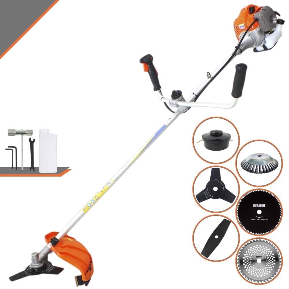 Roçadeira Vulcan VR430P 2T 43cc 1,7HP Com Carretel e Lâmina 3 Pontas + Lâmina 2 Pontas + Lâmina 40 Dentes de Vídea + Lâmina 80 Dentes + Escova de Aço