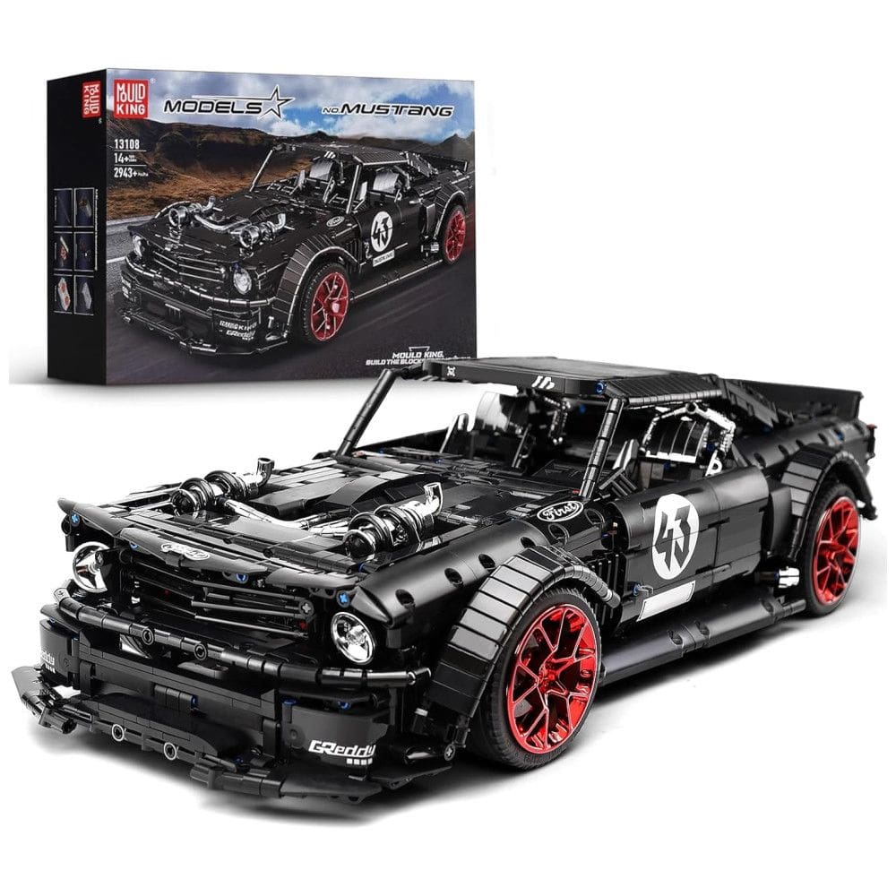 Kit de Construção Carro Mustang com 2943 Peças para Crianças e Adultos, Mould King 13108N, Preto