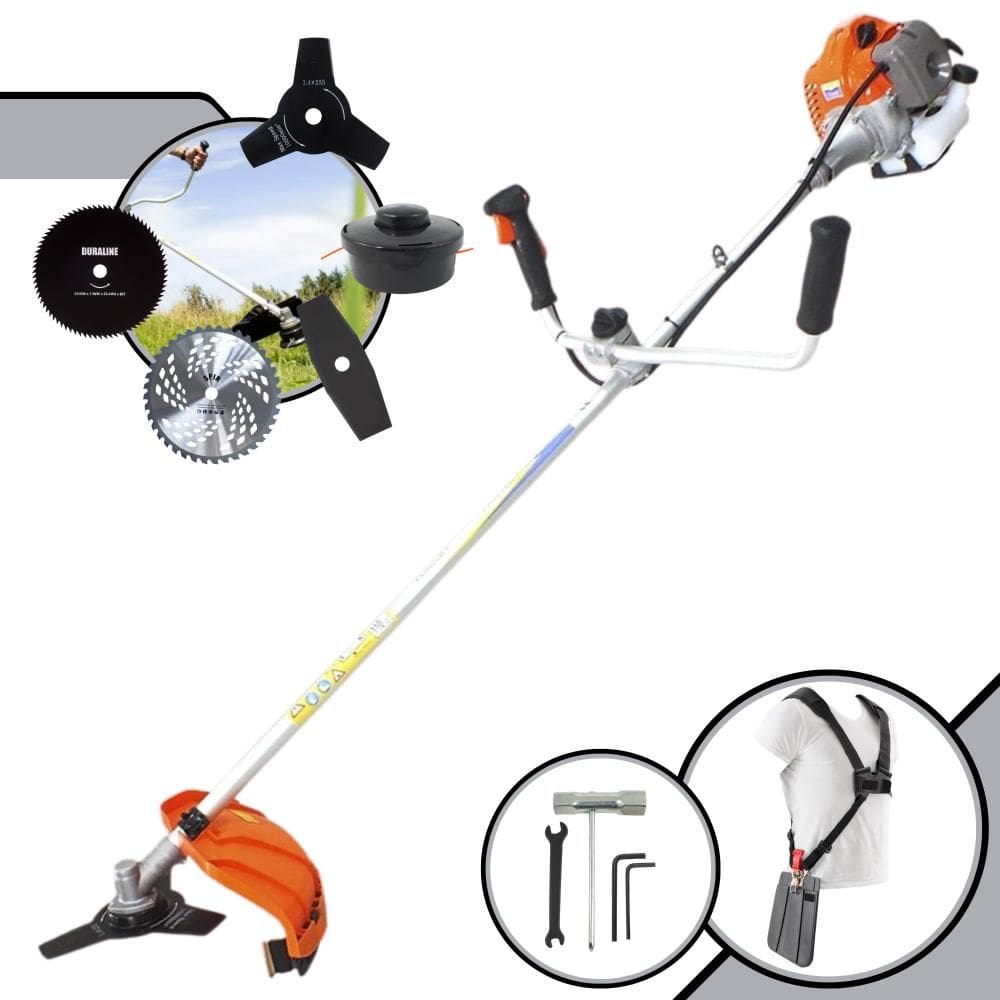 Roçadeira Lateral Vulcan VR430P À Gasolina 2T 43cc 1,7HP 10.000rpm Completa Com Guidão Anti-Vibração Carretel Nylon e 4 Lâminas de Corte