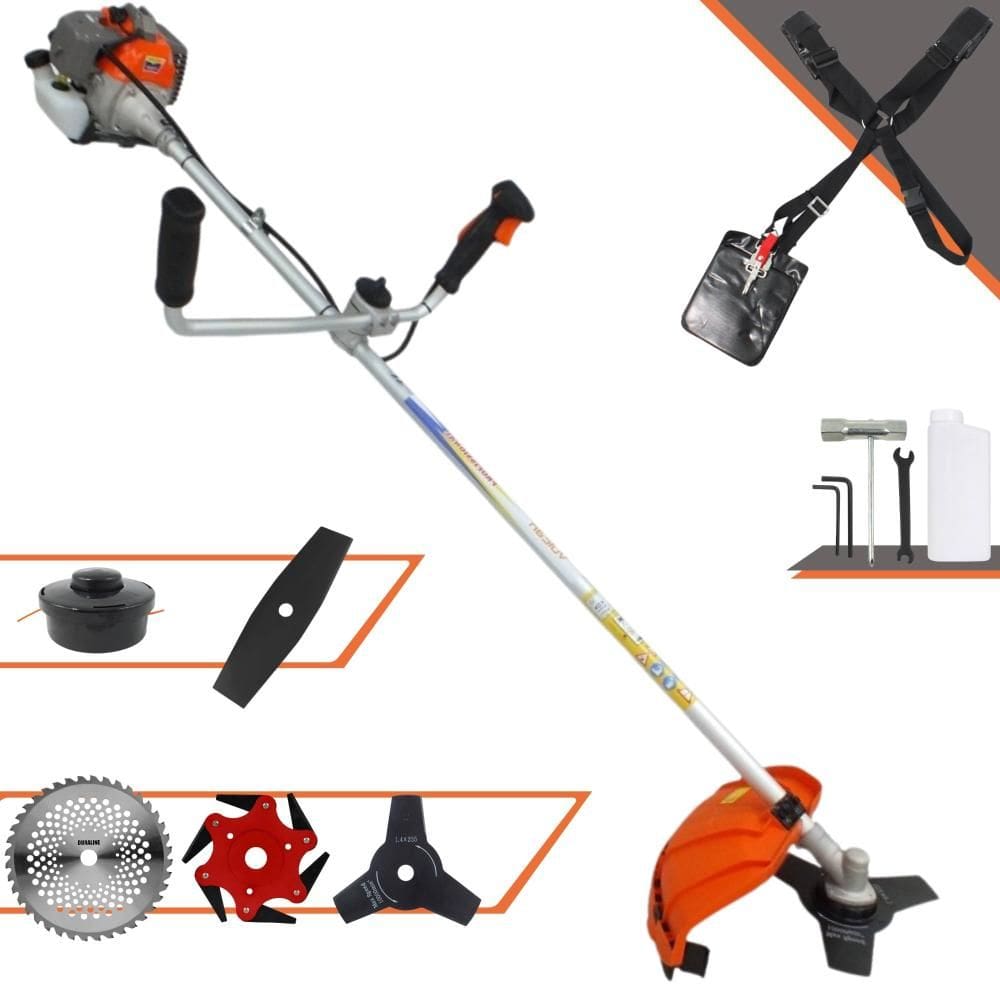 Roçadeira Vulcan VR330P À Gasolina 2T 1,2HP 33cc Com Lâmina Facão + Lâmina 3 Pontas + Lâmina 6 Pontas + Lâmina 40 Dentes de Vídea + Carretel de Nylon