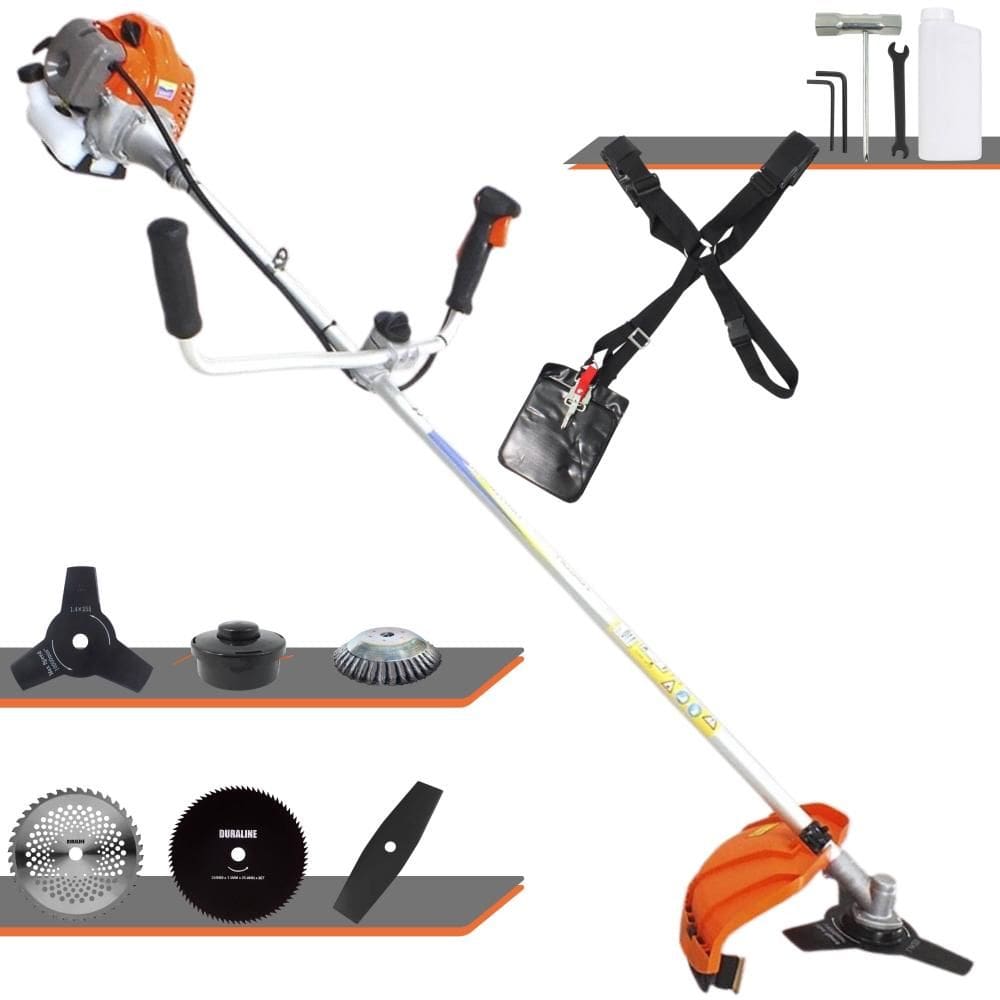 Máquina de Cortar Grama Lateral À Gasolina 2T Vulcan VR430P 43cc 1,7HP de Potência 10.000rpm Roçadeira Multifuncional Completa Com 6 Opções de Cortes