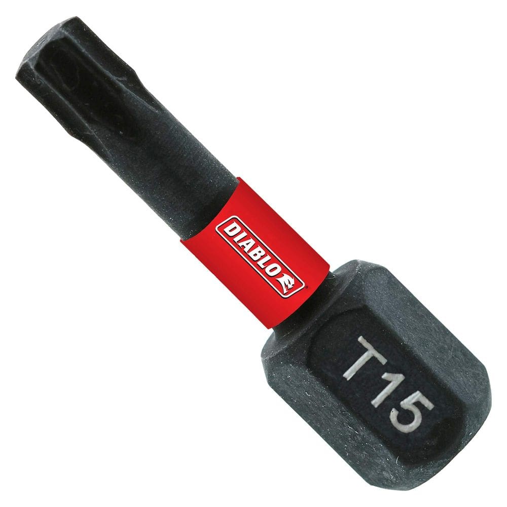 Diablo Torx Drive Bit T15 de 1,3 cm de comprimento, pacote com 5 unidades hexagonais de 1/4”