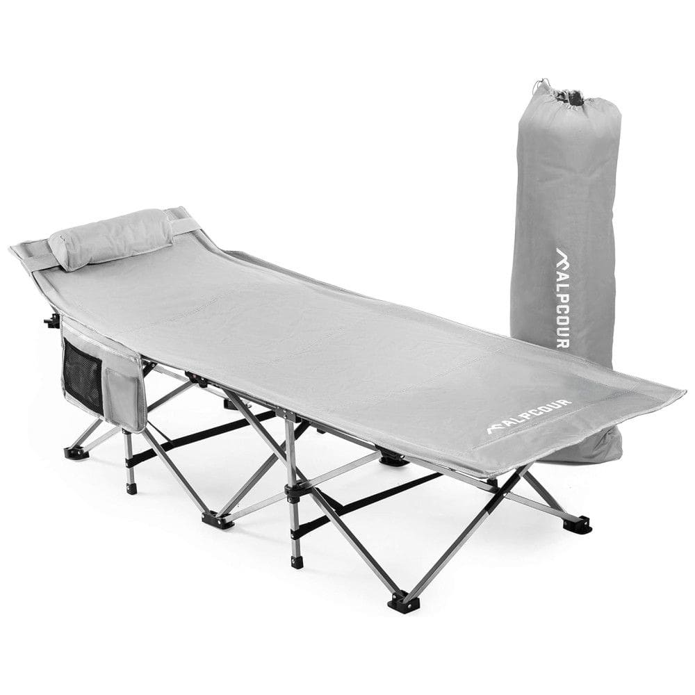 Cama Acampamento, Camping Dobrável Portátil, até 136 kg, ALPCOUR, Cinza