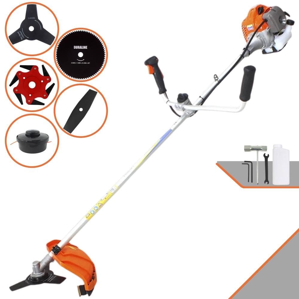 Aparador de Grama Vulcan VR430P À Gasolina 43cc 1,7HP Completa 5 Opções de Corte Com Guidão Antivibração Facas 2 Pontas, 3 Pontas, 6 Pontas, 80 Dentes