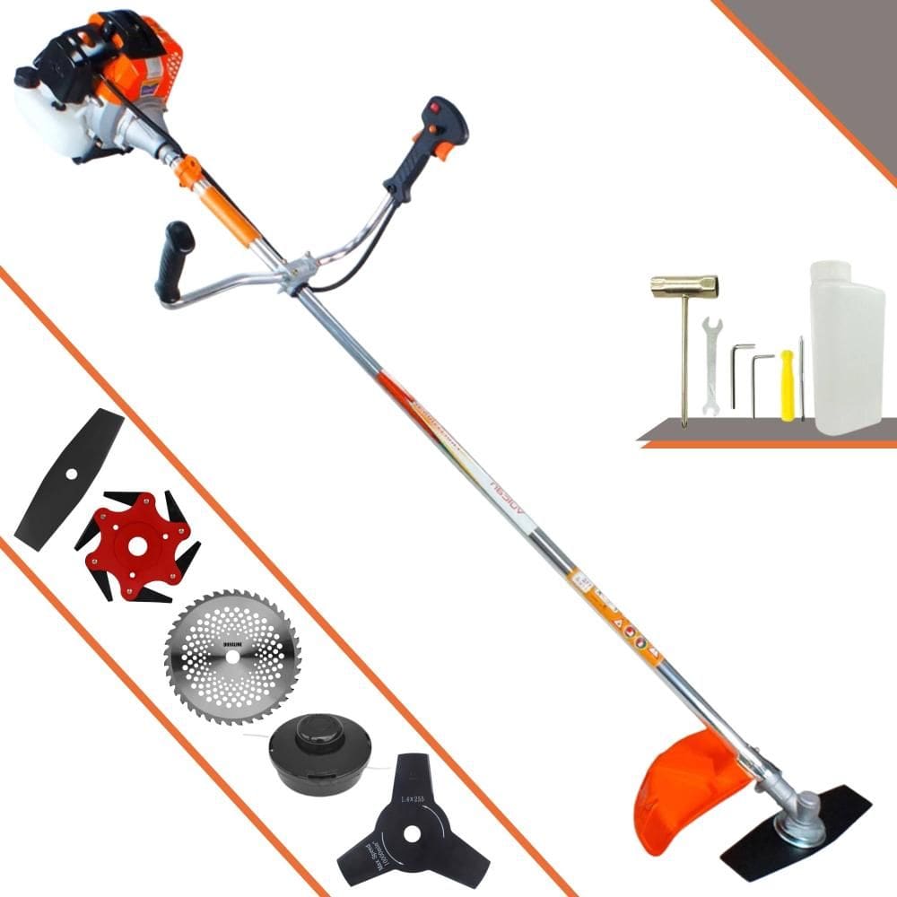 Aparador de Grama À Gasolina Vulcan VR430S 2 Tempos 43cc 1,7HP de Potência 10.000rpm Roçadeira Completa Com Carretel de Nylon e Kit 4 Lâminas de Corte