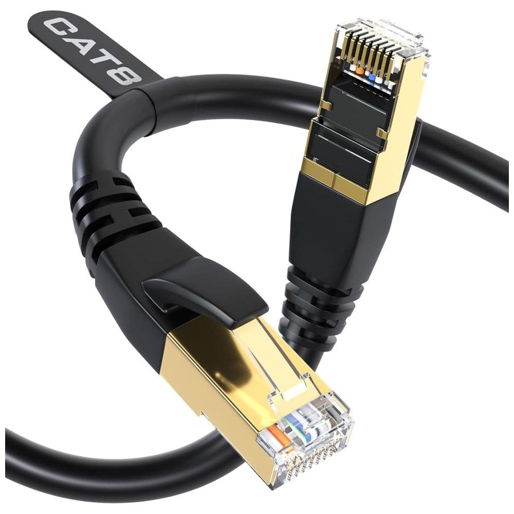 Cabo de Internet Cat8 18M Vel, 40Gbps 2000 MHz com Conector RJ45, DBILLIONDA, Preto