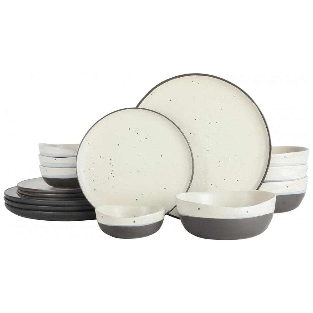 Aparelho de Jantar com 16 Peças em Cerâmica Gibson Elite Rhinebeck, Preto e Branco