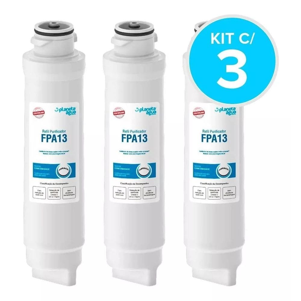 Kit 3 un Refis Filtro Fpa13 Para Purificador De Água Electrolux PE10B e PE10X.
