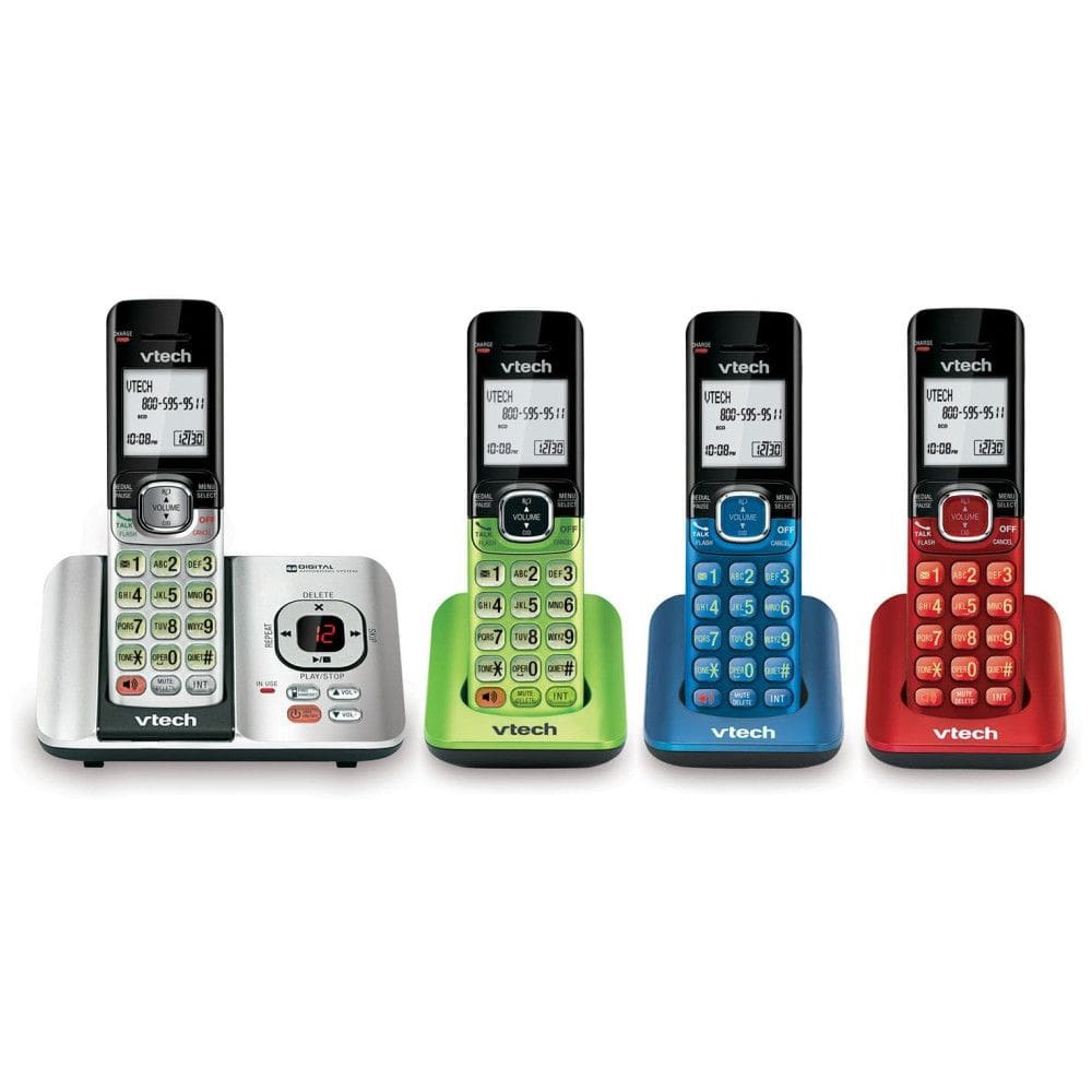 Quatro Telefones Sem Fio Sistema de Atendimento Identificação de Chamadas Expansível até 5 Fones Montável na Parede, VTECH CS6529 4B