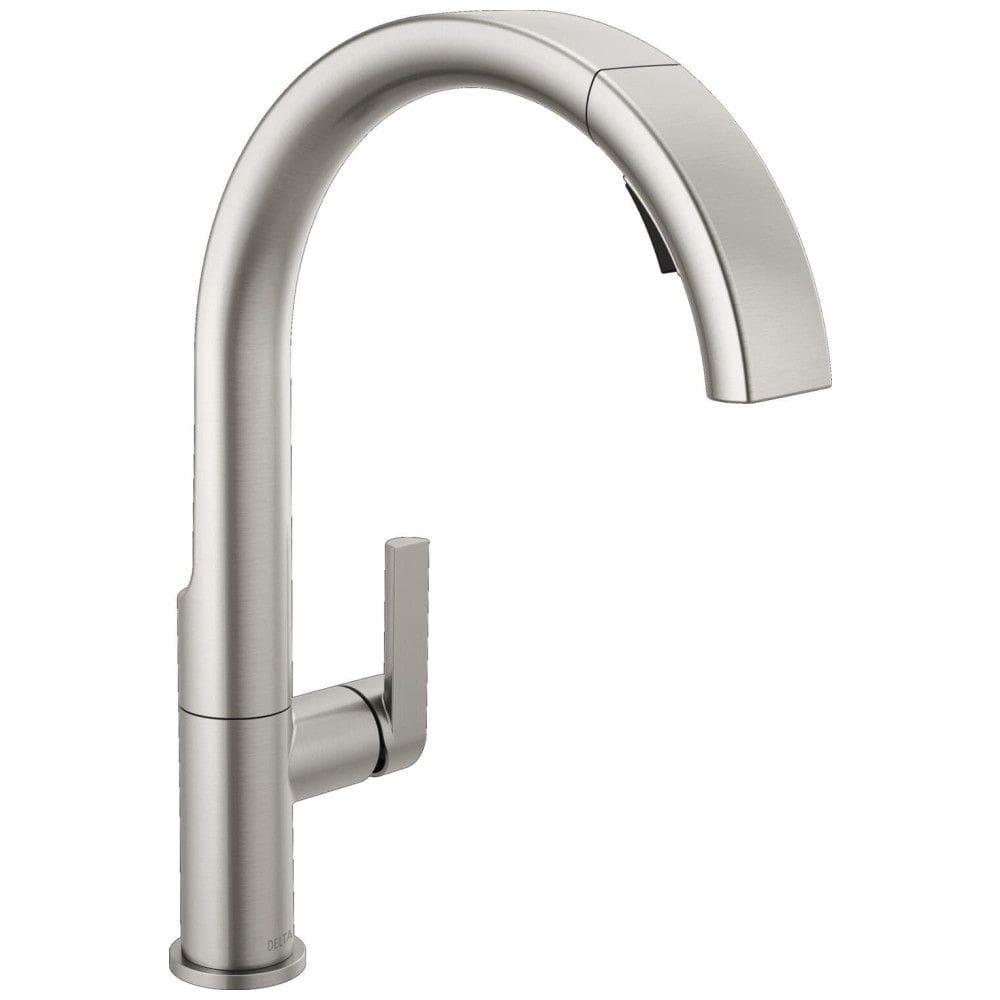 Torneira Cozinha em Aço Inoxidável com Pulverizador Pull Down Magnético, Delta 19824LF-SP, Aço Escovado