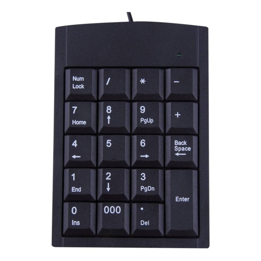 Teclado numérico com fio USB, membrana genérica, cor preta