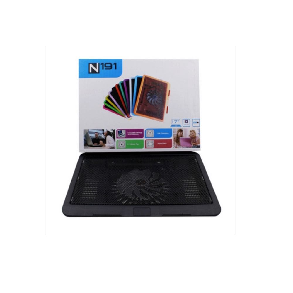 Suporte de base de resfriamento para notebook de 17 polegadas com 1 ventilador preto