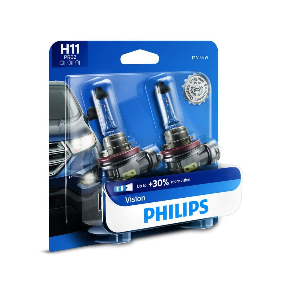 Lâmpada de farol PHILIPS Automotive Lighting H11 Vision, pacote com 2