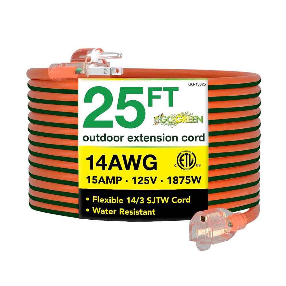 Cabo de extensão Go Green Power Inc. (GG-13825) 14/3 SJTW 25 pés