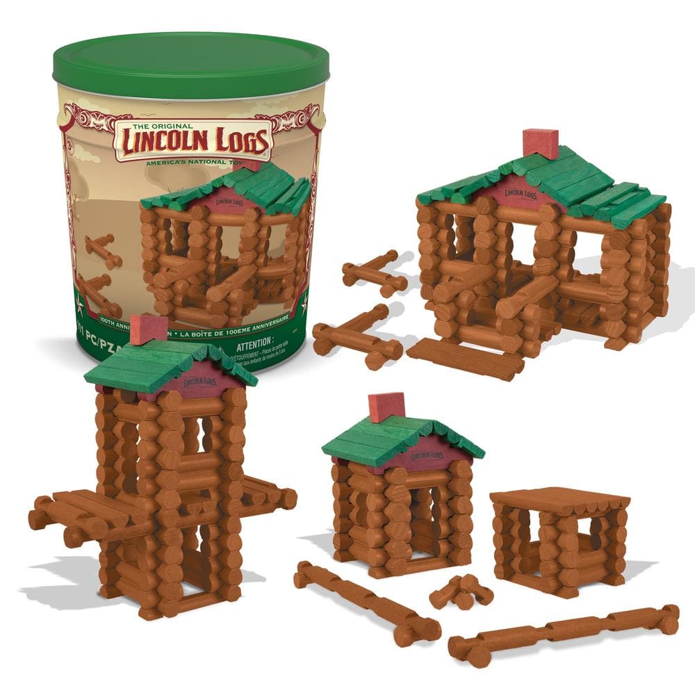 Brinquedo de construção Basic Fun Lincoln Logs 100º aniversário, 111 unidades