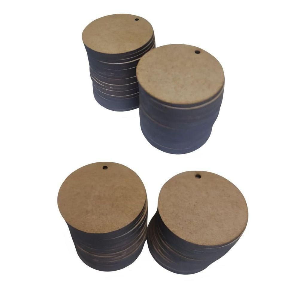100pçs Bolacha Aplique Mdf 5cm 1 Furo Base-suporte-chaveiros